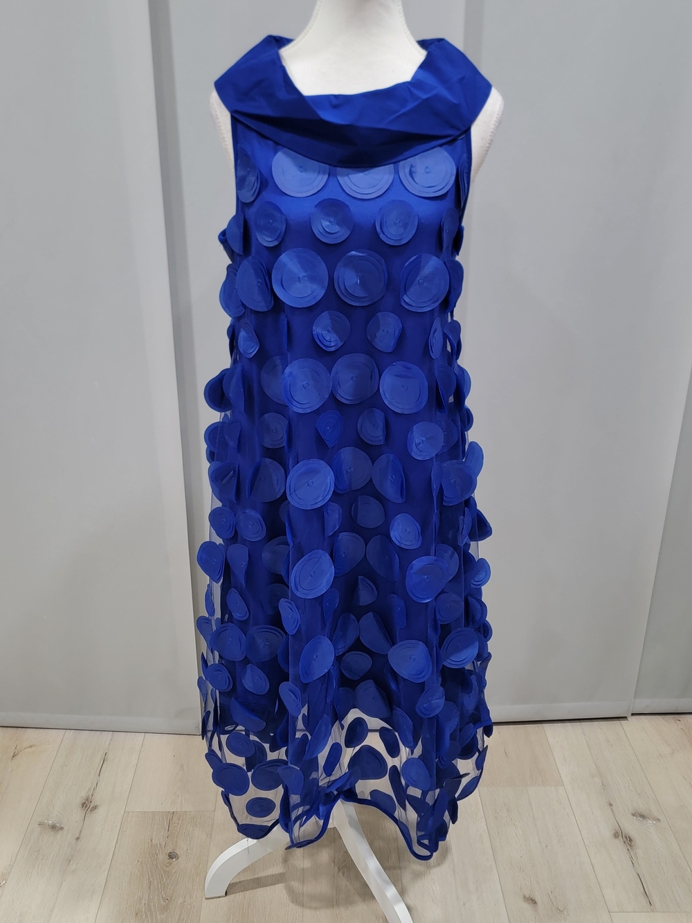 Joseph Ribkoff Royal Blue Sleeveless Midi Dress with Appliqué Discs